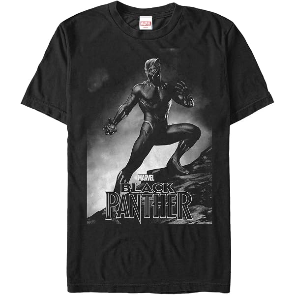 Amazon.com: Men's Marvel Black Panther 2018 Grayscale Pose T-Shirt